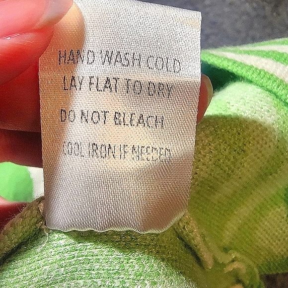 Love + Harmony Small Halter Mini Dress Green White Knit Retro - Picture 6 of 6